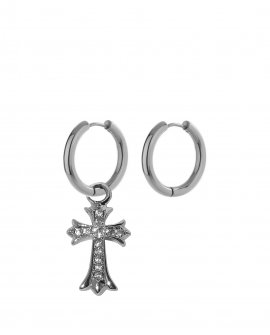 Серьги-кольца с готическим крестиком