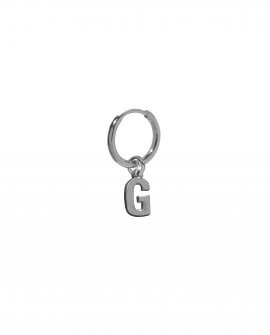 Серьга-кольцо с буквой G серебро